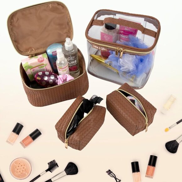 Travel Toiletry Bags for Women, 4 Piece Waterproof Cosmetic Case, Set, Pouch Mak - Picture 4 of 7